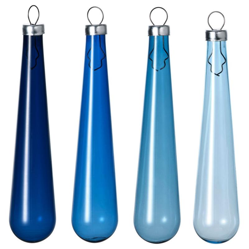 VINTERFINT ヴィンテルフィント ツリーオーナメント - しずく形 ガラス/ブルー 14 cm