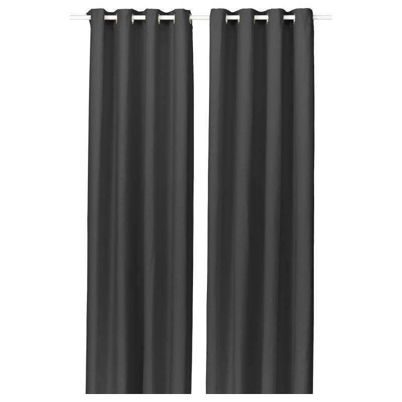 GINSTMOTT ギンストモット 遮像・採光カーテン 1組 - ダークグレー/ハトメ付き 145x250 cm