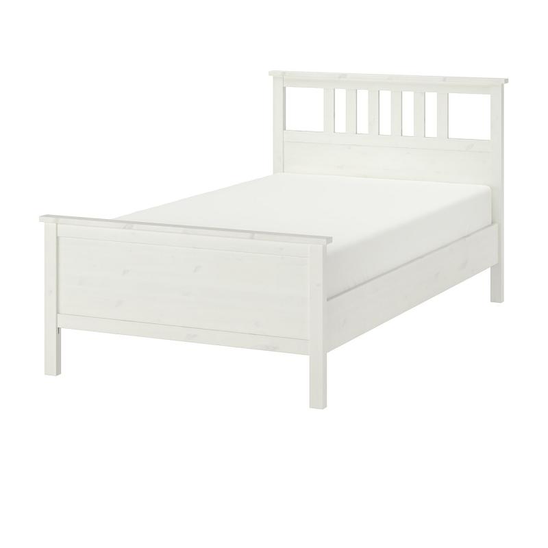 HEMNES ヘムネス ベッドフレーム - ホワイトステイン/ロンセット 120x200 cm