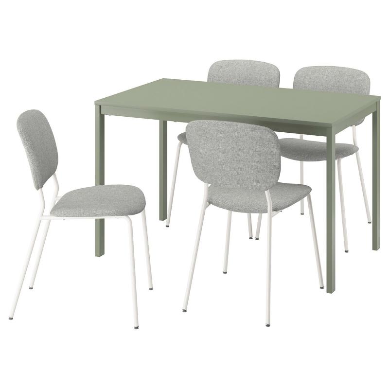 VIHALS ヴィーハルス / VIHALS ヴィーハルス テーブル＆チェア4脚 - グリーン/ホワイト ティッブレビ ベージュグレー 120/180x74 cm