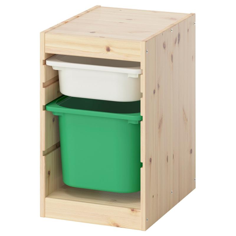 TROFAST トロファスト 収納コンビネーション - ライトホワイトステインパイン ホワイト/ブライトグリーン 32x44x53 cm