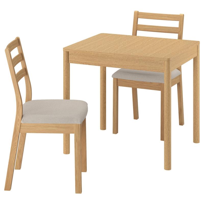 TONSTAD トンスタード / TONSTAD トンスタード テーブル＆チェア2脚 - オーク材突き板/オーク調 フリードトゥナ ライトベージュ 80/120x70 cm