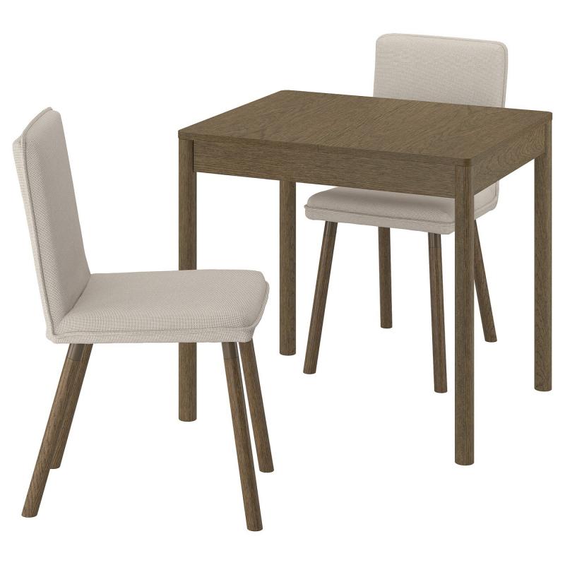 TONSTAD トンスタード / TONSTAD トンスタード テーブル＆チェア2脚 - ブラウン オーク材突き板/フリードトゥナ ライトベージュ ブラウンオーク調 80/120x70 cm