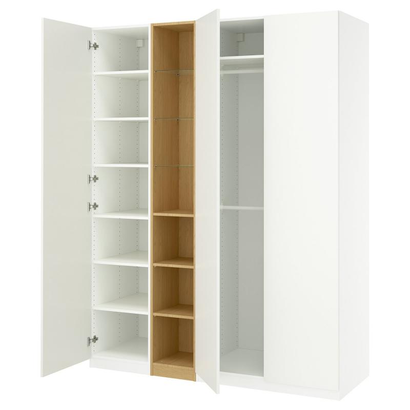 PAX パックス / FORSAND フォルサンド ワードローブコンビネーション - ホワイト ホワイト/オーク調 185x60x201 cm