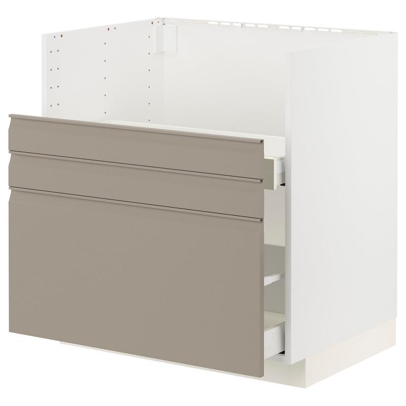 METOD メトード / MAXIMERA マキシメーラ ベースキャビネット TALLSJÖN/タルショーン シンク用 - ホワイト/ウップローヴ マットダークベージュ 80x60 cm