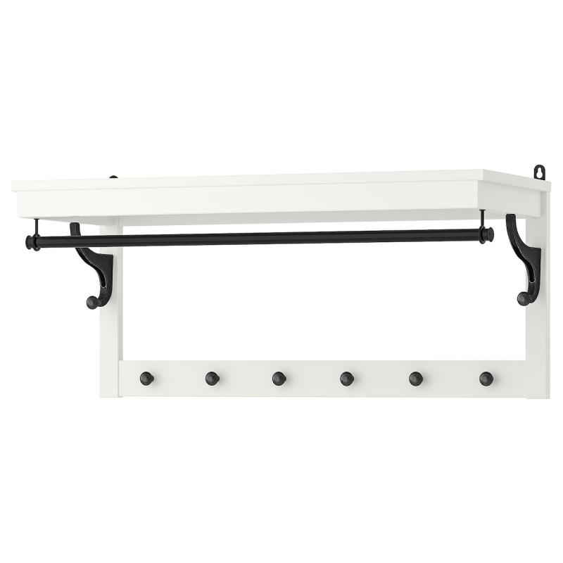 HEMNES ヘムネス ウォールシェルフ フック付き - ホワイト 85 cm