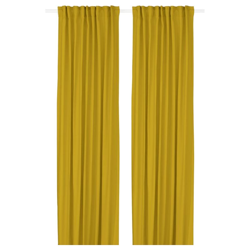 GINSTMOTT ギンストモット 遮像・採光カーテン 1組 - イエロー/ヘディングテープ付き 145x250 cm