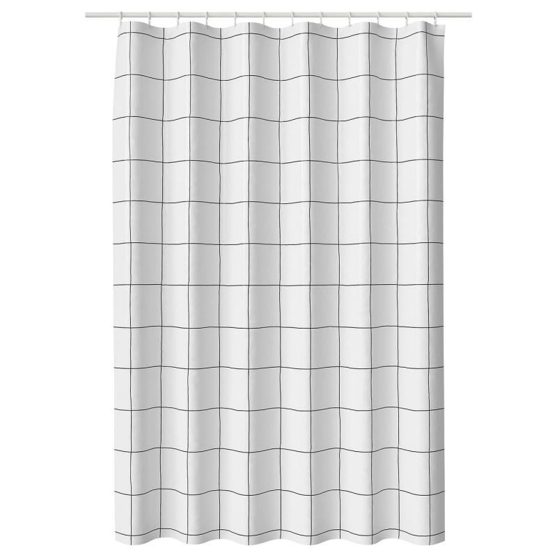 JÄMTSTARR イェムトスタッル シャワーカーテン - ホワイト/チェック 180x200 cm