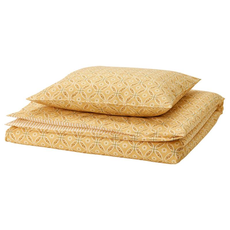 HAMNSENAP ハムンセーナプ 掛け布団カバー＆枕カバー - イエロー/マルチカラー 150x200/50x60 cm