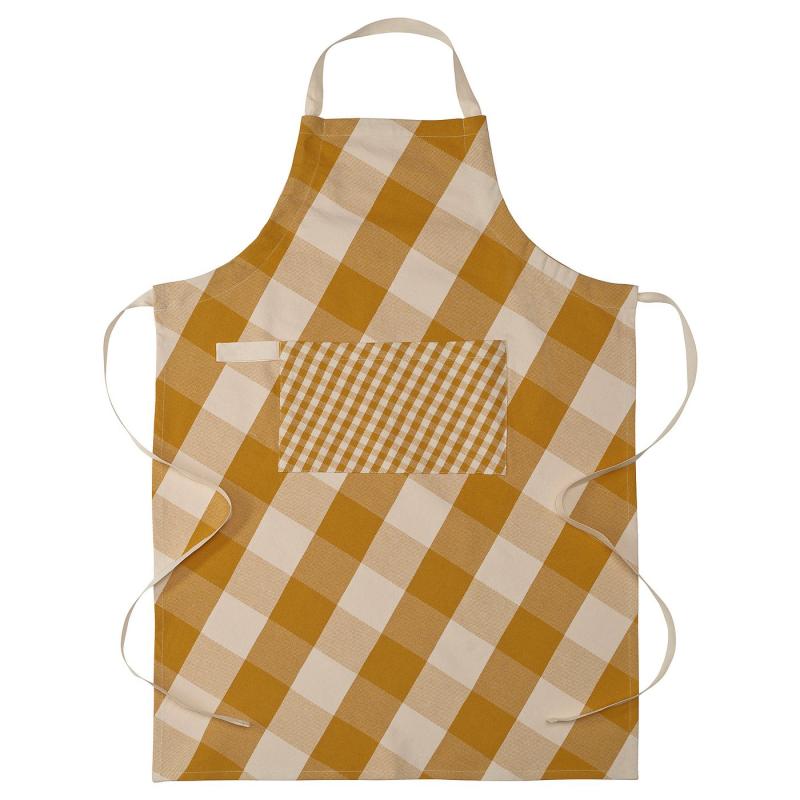 KÖSSEBÄR ショッセベール エプロン - イエロー/ホワイト 70x92 cm