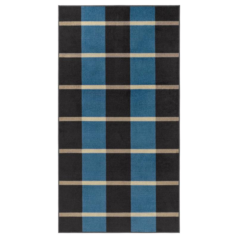 ARBETSZON アルベートソン ラグ パイル短 - グレー ブルー/チェック 80x150 cm