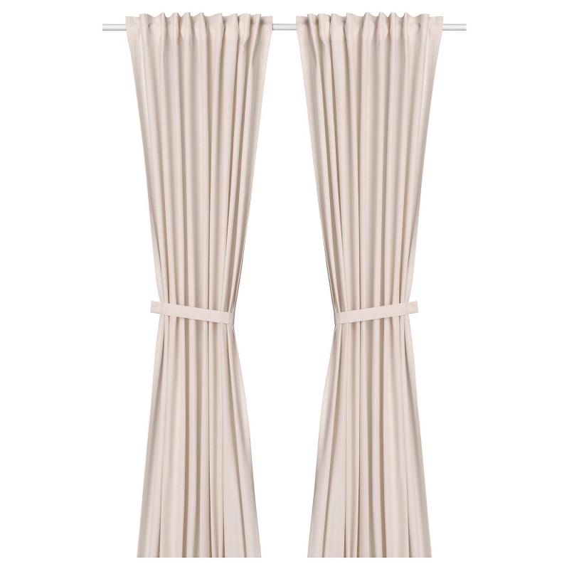 LENDA レンダ カーテン タッセル付き 1組 - ライトピンク/ヘディングテープ付き 140x250 cm