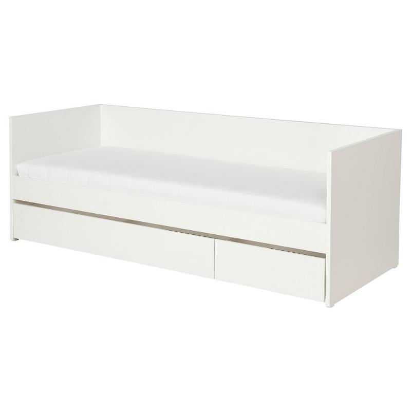 VIHALS ヴィーハルス デイベッド 収納/マットレス1枚付き - ホワイト/オーフィエル やわらかめ 80x200 cm