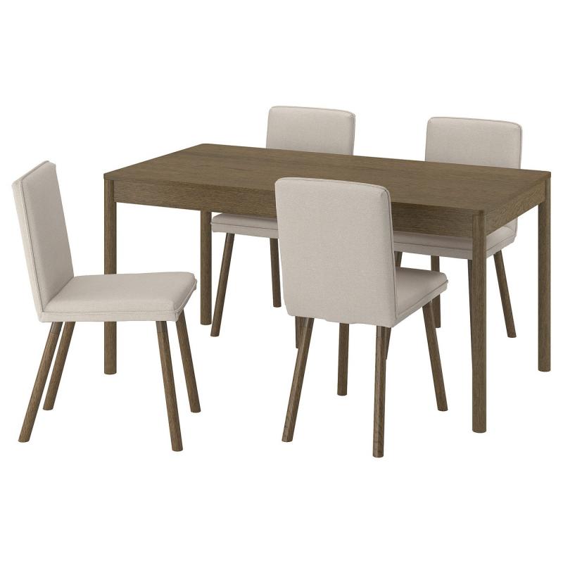 TONSTAD トンスタード / TONSTAD トンスタード テーブル＆チェア4脚 - ブラウン オーク材突き板/フリードトゥナ ライトベージュ ブラウンオーク調 150x80 cm