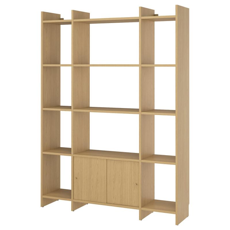 LÅDMAKARE ロードマカレ 収納コンビネーション 引き戸付 - 棚付き/オーク調 158x35x212 cm